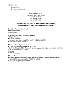 Post-Operative Physical Therapy Protocol for Rotator Cuff Repair