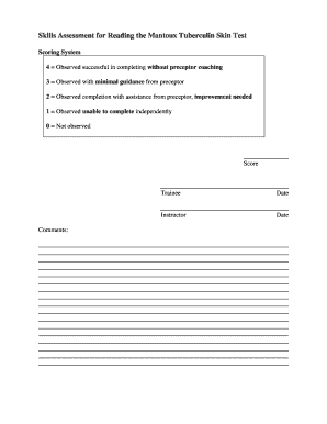 Mantoux Tuberculin Skin Test Assessment Form