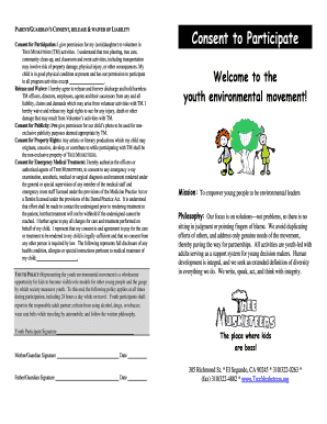 Parent Guardian Consent Release Waiver