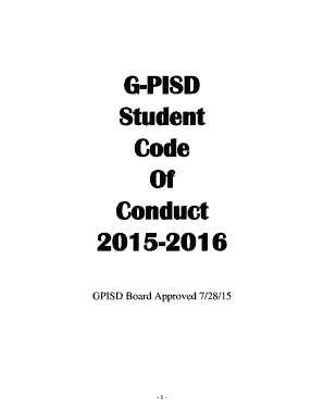 Example of conduct - G-PISD Student Code Of Conduct 2015-2016