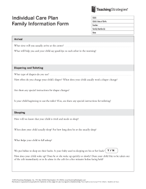 Child Care Family Information Form