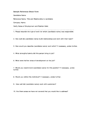 Reference Check Form