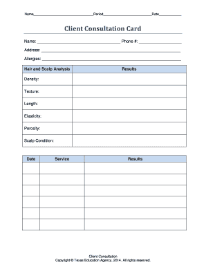 Client Consultation Card
