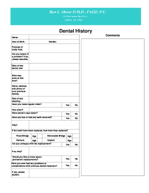 Dental History Form