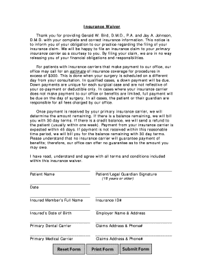 Insurance Waiver Form
