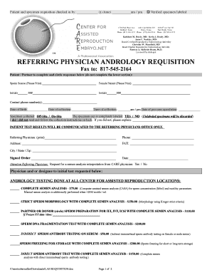 Andrology Requisition Form