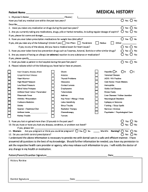 Medical and Dental History Form