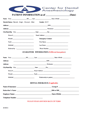 Patient Information and Consent Form