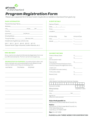 Girl Scouts Event Registration Form