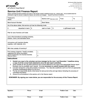 Girl Scouts Service Unit Finance Report