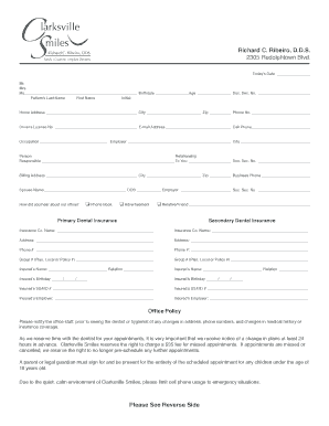 Patient Information and Medical History Form