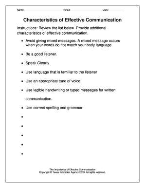 Fillable Online Cte Sfasu Characteristics Of Effective Communication Human Services Cte Sfasu Fax Email Print Pdffiller