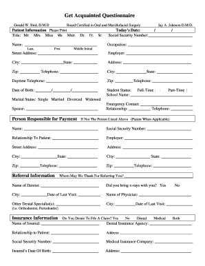 Get Acquainted Questionnaire