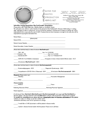 Infertility Testing Requisition Form