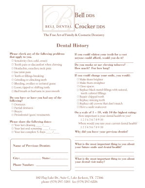 Dental Health Assessment Form