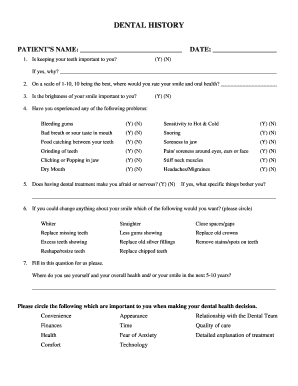 Dental History Form