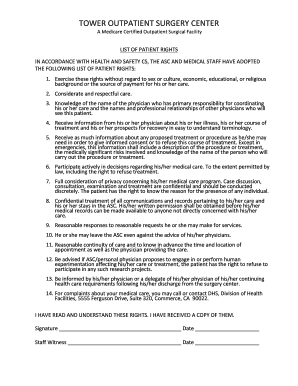 Outpatient Surgery Center Patient Rights Notice