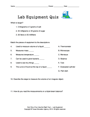 Lab Equipment Quiz