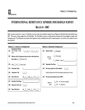 International Remittance Sender Household Survey