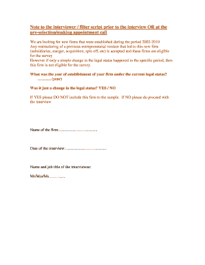 Firm Establishment Survey Form
