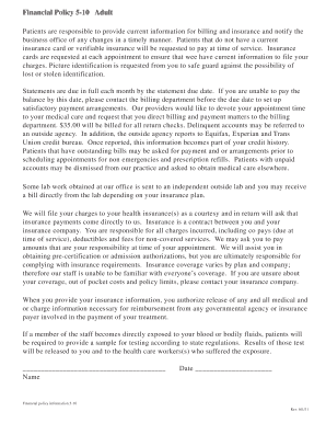 Adult Patient Registration and Financial Policy Form