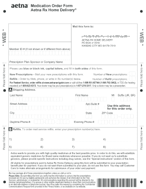 Aetna Rx Home Delivery Medication Order Form