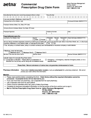 Aetna Prescription Drug Claim Form