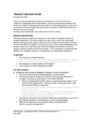 Fillable Online Teacher Interview Script Fax Email Print - pdfFiller