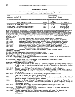 NIH Biographical Sketch Form