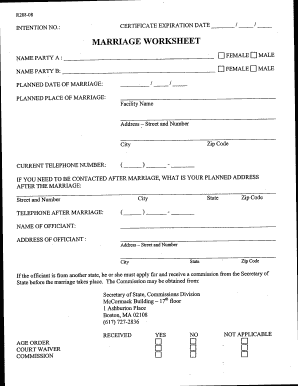 Marriage Worksheet