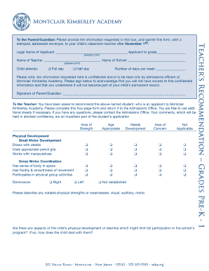 Teacher Recommendation Form