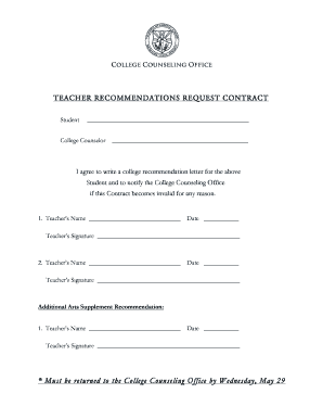 Teacher Recommendation Request Contract