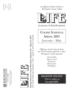 Burlington County College LIFE Program Registration Form