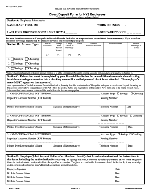 NYS Employee Direct Deposit Form
