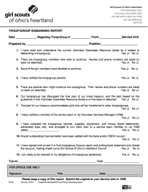 Girl Scouts Troop Disbanding Report