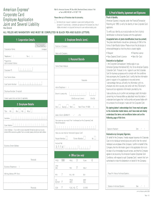 American Express Corporate Card Application