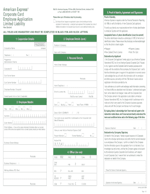 American Express Corporate Card Application