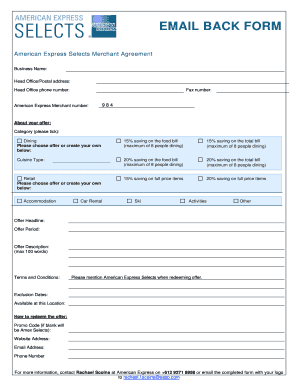 American Express Selects Merchant Agreement