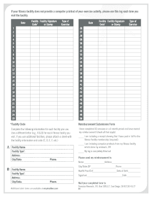 Fitness Facility Reimbursement Form