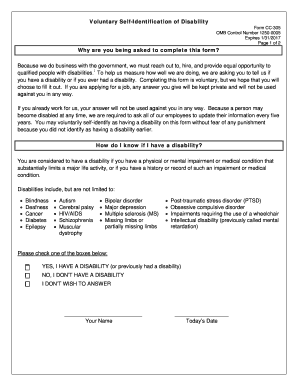 Voluntary Self-Identification of Disability Form