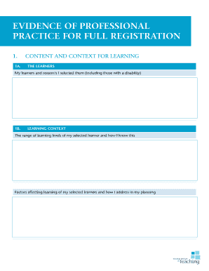 Professional Practice Evidence Form