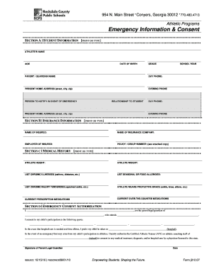 Emergency Information and Consent Form