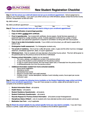 New Student Registration Checklist