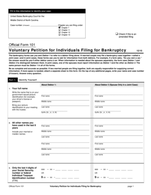 Official Form 101 Voluntary Petition for Individuals Filing - ncmb uscourts