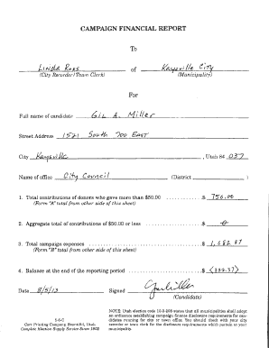 Utah Campaign Financial Report