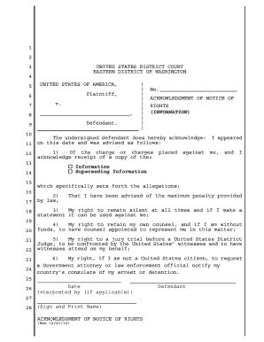 Acknowledgment of Notice of Rights