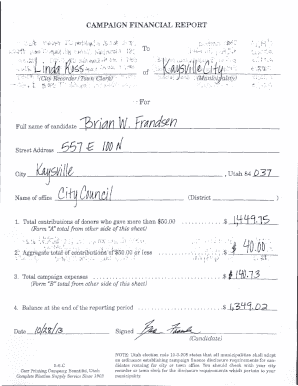 Campaign Financial Report