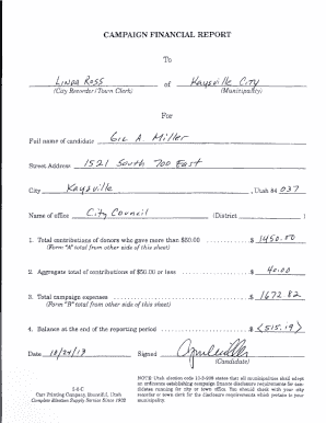 Campaign Financial Report
