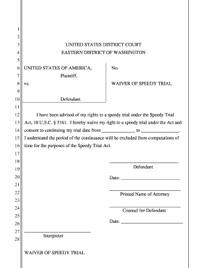 Waiver of Speedy Trial