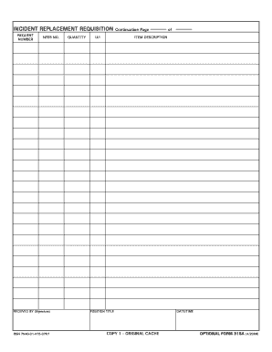 Incident Replacement Requisition Form